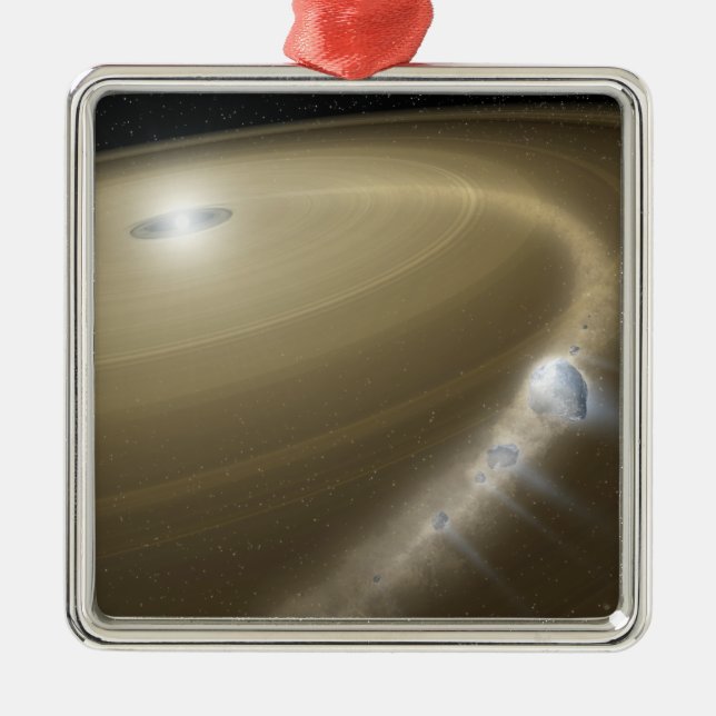 En komet som slits runt en död stjärna. julgransprydnad metall (Framsidan)