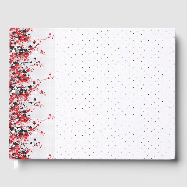 En komplicerad design för svartvit blommigt som är gästböcker (Framsida)