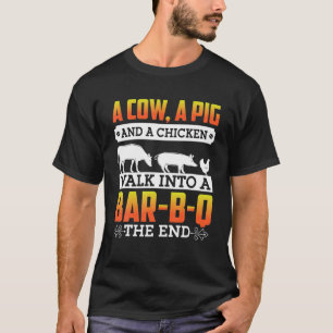 En kon A Gris och en kyckling går in i Pub B-Q T Shirt