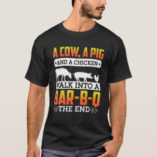 En kon A Gris och en kyckling går in i Pub B-Q T Shirt