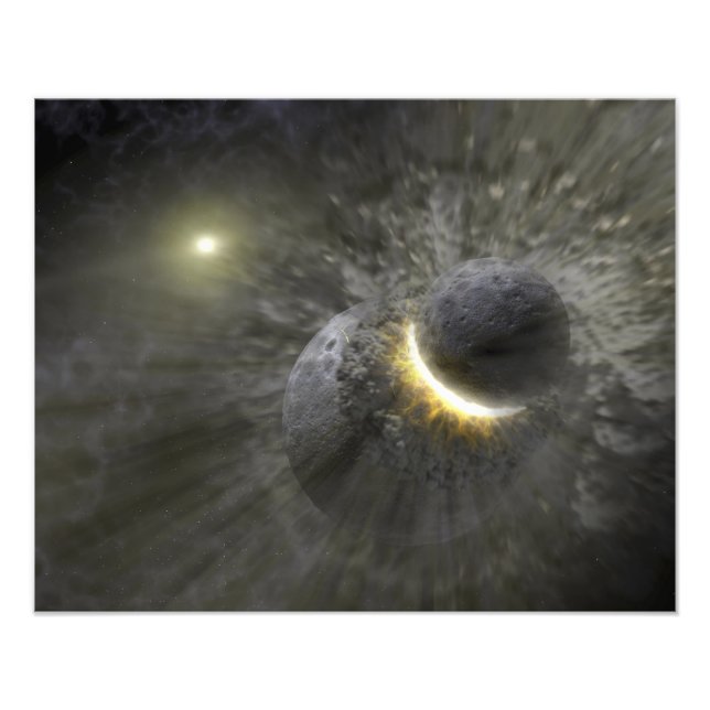 En konflikt mellan massiva objekt i rymden fototryck (Framsidan)