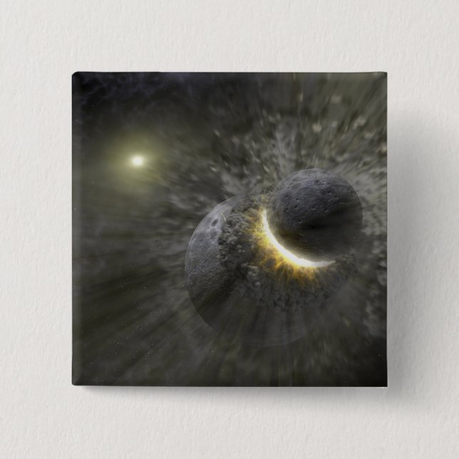 En konflikt mellan massiva objekt i rymden knapp (Framsida)