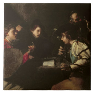 En konsert, c.1610-20 (olja på kanfas) kakelplatta