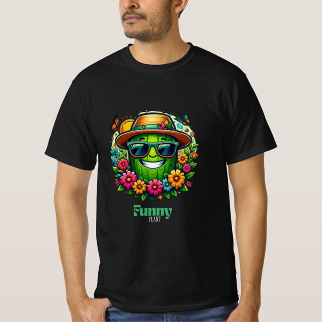 En konstig Cactus, som firar Vår med Joy.. T Shirt (Framsida)