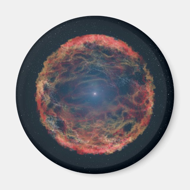 En konstnärs intryck av Supernova 1993j. Magnet (Framsidan)