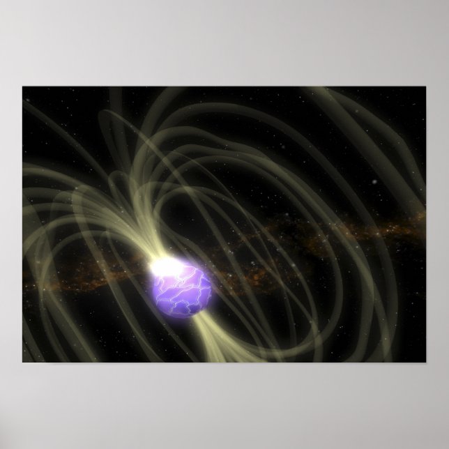 En konstnärsföreställning av SGR 1806-20 magneta Poster (Framsidan)