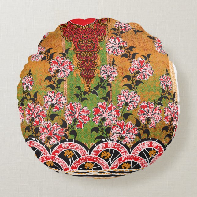 en konstruktion av en röd och svart vägg hängande rund kudde (Framsidan)