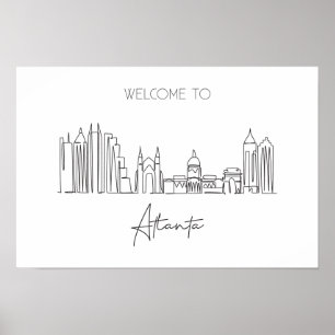 En kontinuerlig Teckning av Atlanta Skyline Poster