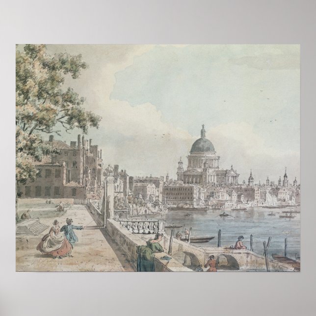 En kopia av en del av teckning från Canaletto, St. Poster (Framsidan)