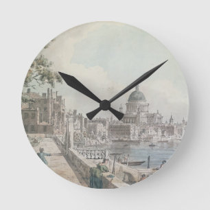 En kopiera av delen av en teckning vid Canaletto, Rund Klocka