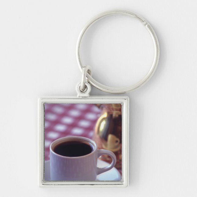 En kopp arabiskt kaffe. Syrien. Mellanöstern Fyrkantig Silverfärgad Nyckelring (Framsidan)