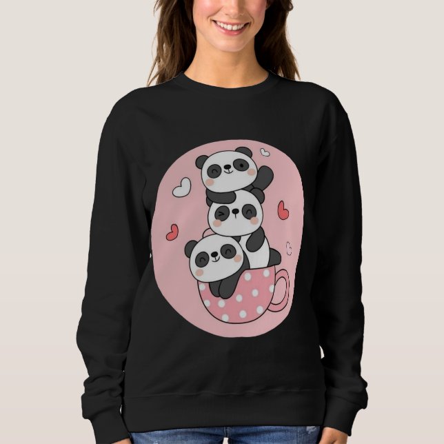 En kopp full av panda kärlek staplad med gullighet t shirt (Framsida)