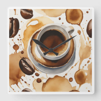 En kopp java på morgonen fyrkantig klocka