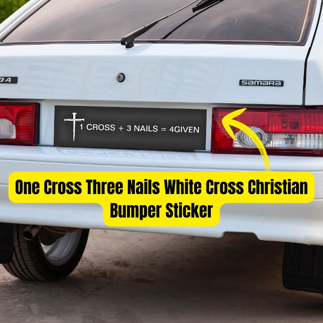 En Kor Tre Nagel White Kor Christian Bildekal (One Cross Three Nails White Cross Christian Bumper Sticker
)