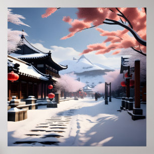En koreansk Snowy Street Poster