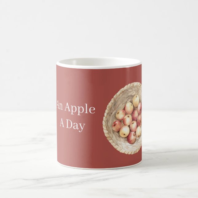 En Korg Med Ett Äpple Om Dagen Kaffemugg (Center)