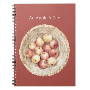 En Korg Med Ett Äpple Per Dag Anteckningsbok