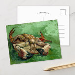 En krab på baksidan | Vincent van Gogh Vykort<br><div class="desc">En krabba på ryggen (1888) av Vincent van Gogh är en slående, dödlig målning med en krabba ljugande på ryggen, utgiven med feta, uttryckliga penseldrag och en pulserande färg-palett. Den rödaktiga tonen i krabbens snäcka kontrasterar dramatiskt med bakgrunden till grönten och gulten, vilket skapar en levande och dynamisk sammansättning. Detta...</div>