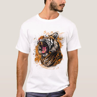 En kraftig tigerodling med musik noter-emanatin t shirt