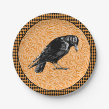 En Kråka eller Raven Halloween Orange och Black