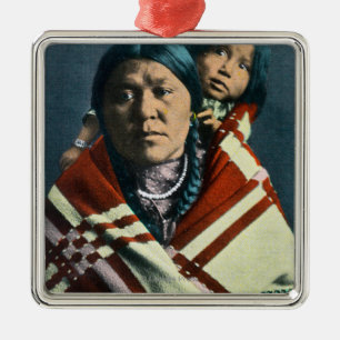En kråka indiska Madonna och barn Julgransprydnad Metall