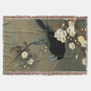 En kråka och en blommar vid den Ohara Koson Filt