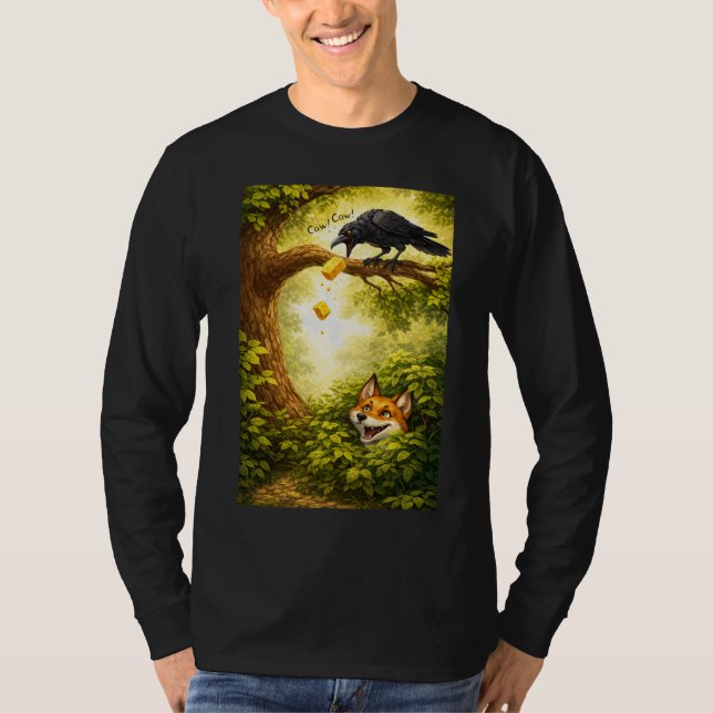 En kråka och räv som delar mat t shirt (Framsida)