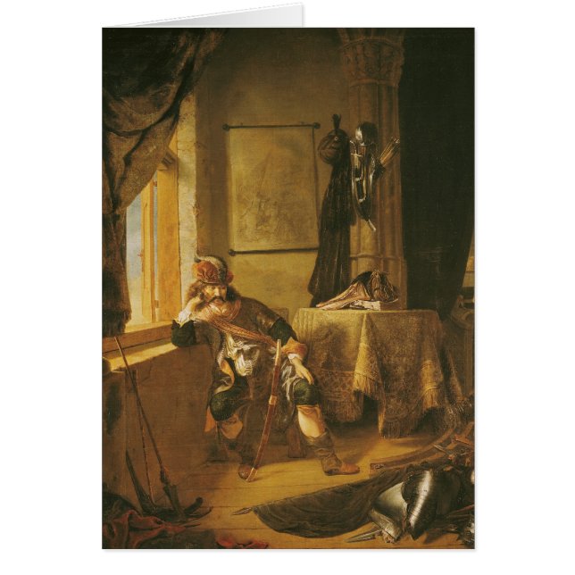 En krigare i tanke hälsningskort (Framsidan)