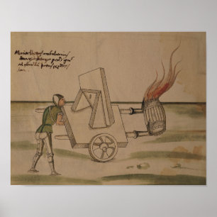 En krigmaskin, illustration från 'De Machinis' Poster