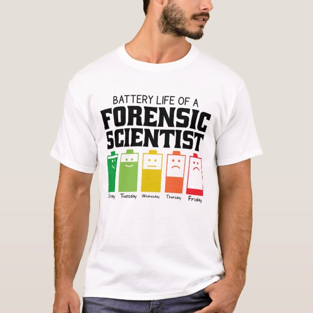 En kriminalteknisk forskares batterilängd t shirt (Framsida)