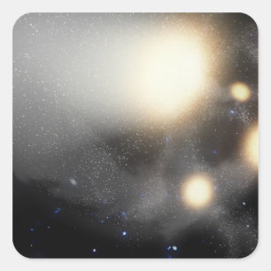 En krock av galaxer fyrkantigt klistermärke