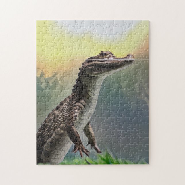 En krokodil i Baby i skålen Pussel (Vertikal)