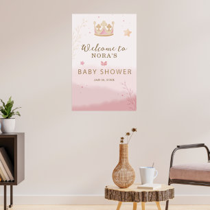 "En krona för prinsessan" Pastellfärgad baby showe Poster