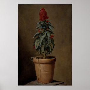 En krukväxt Blommor Stilleben, Mörk Botanisk Poster