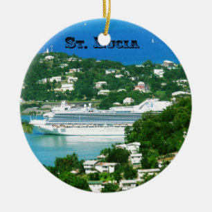 En kryssningfrakt som anslutas på St Lucia Julgransprydnad Keramik