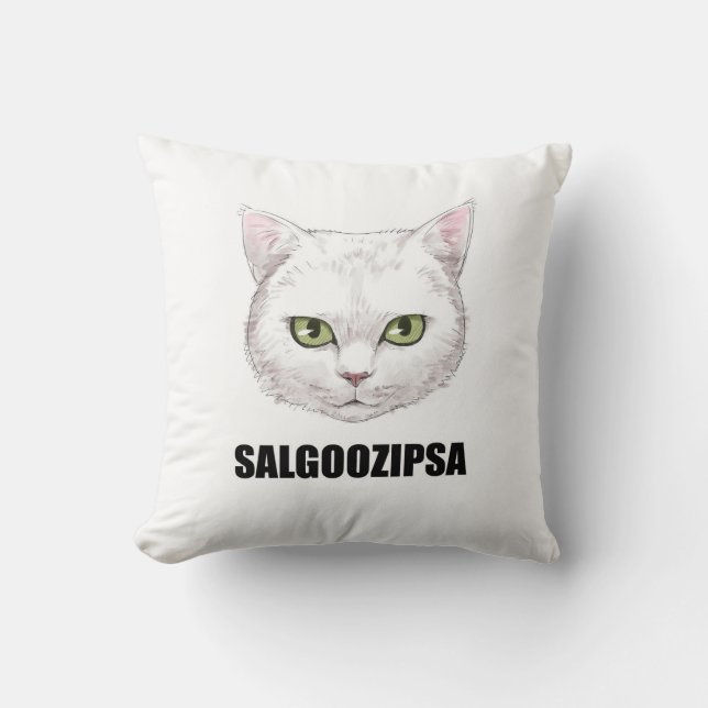 En kudde designad med katten SALGOO (Framsida)