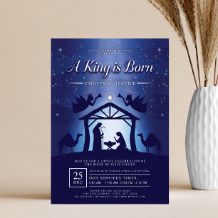 En kung föds Blå julkrubba Kyrka Reklamblad