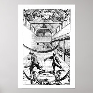 En kunglig lek av tennis i Jeuen de Paume Poster