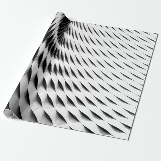 EN KURVAD FACADE SOM TÄCKS I VITA LATTICEARBETE PRESENTPAPPER (Utrullad)