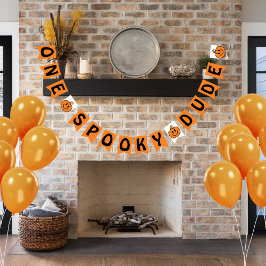 En kuslig kille Orange Halloween 1-års födelsedag Vimplar