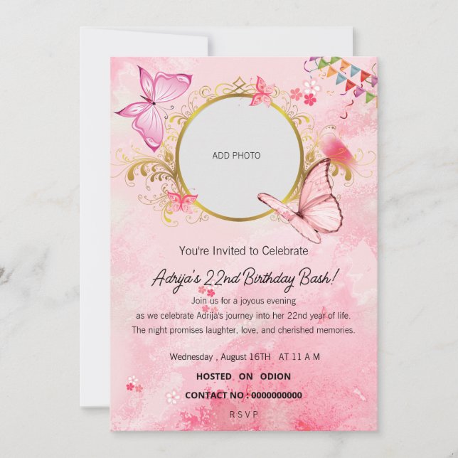 En kväll av firande"Födelsedag Inbjudningar (Framsida)