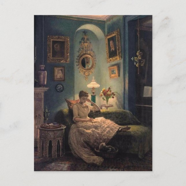 En kväll hemma vykort (Framsida)