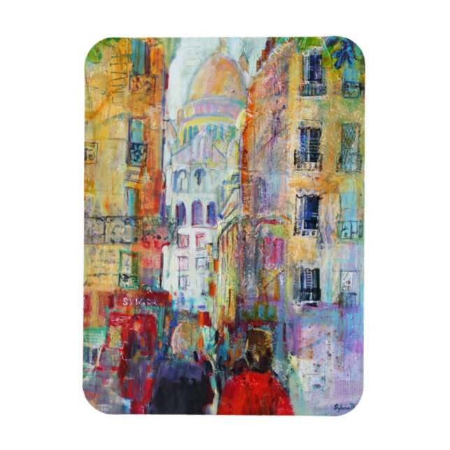 En kvällspromenad till Sacre Coeur Magnet (Vertikal)
