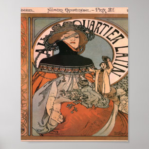 En kvarterslatin Alphonse Mucha Poster
