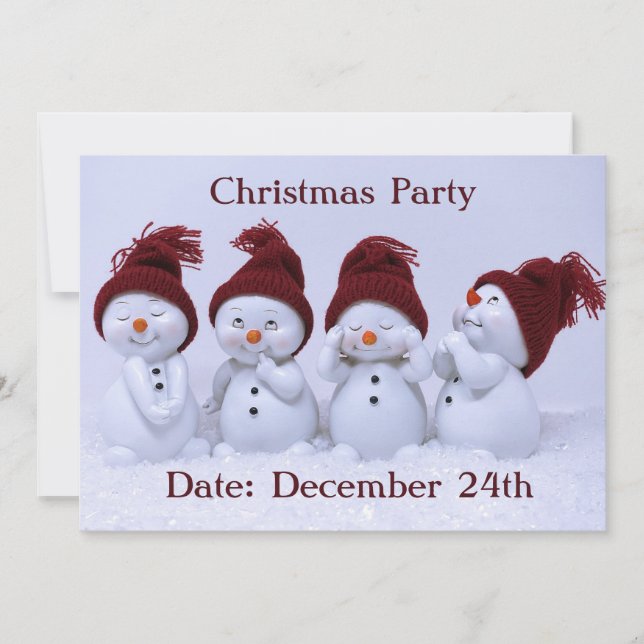 En kvartett snögubbar inbjudningar (Framsida)