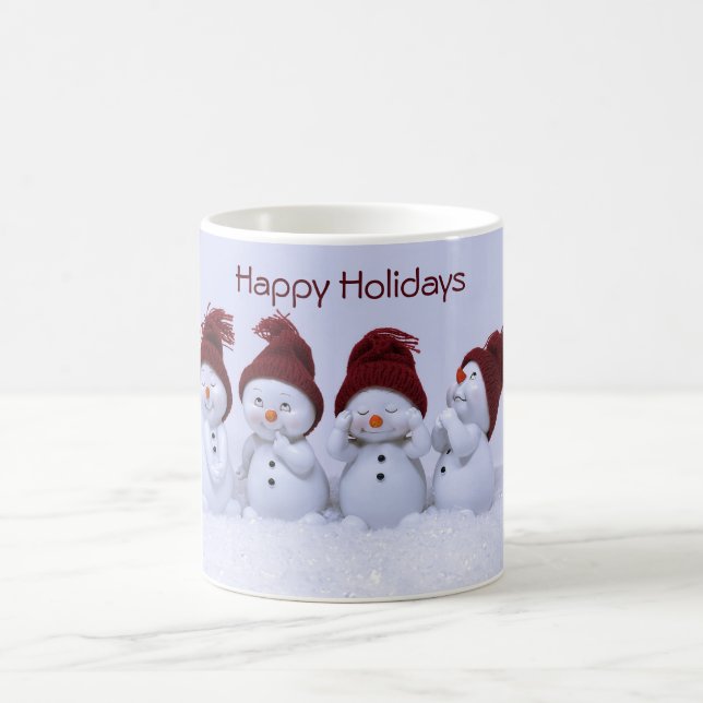 En kvartett snögubbar kaffemugg (Center)