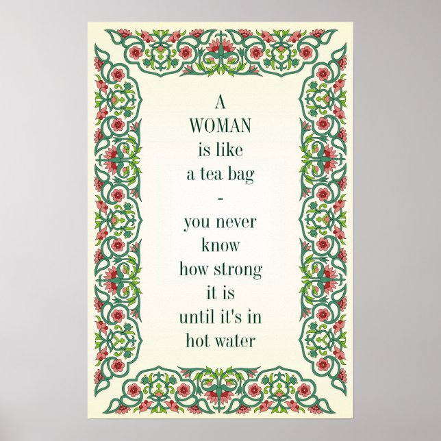 En kvinna är som en tepåse, man vet aldrig hur poster (Framsidan)