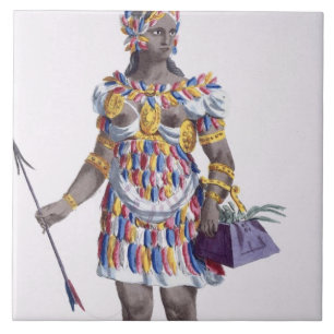 En kvinna från Honduras, 1780 (färgad gravyr) Kakelplatta