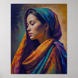 en kvinna i en Shawl-Poster med flera Färgader Poster