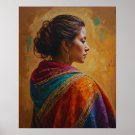 en kvinna i en Shawl-Poster med flera Färgader Poster